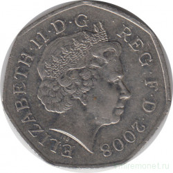 Монета. Великобритания. 50 пенсов 2008 год. Старый тип.