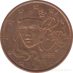 Монета. Франция. 5 центов 1999 год.
