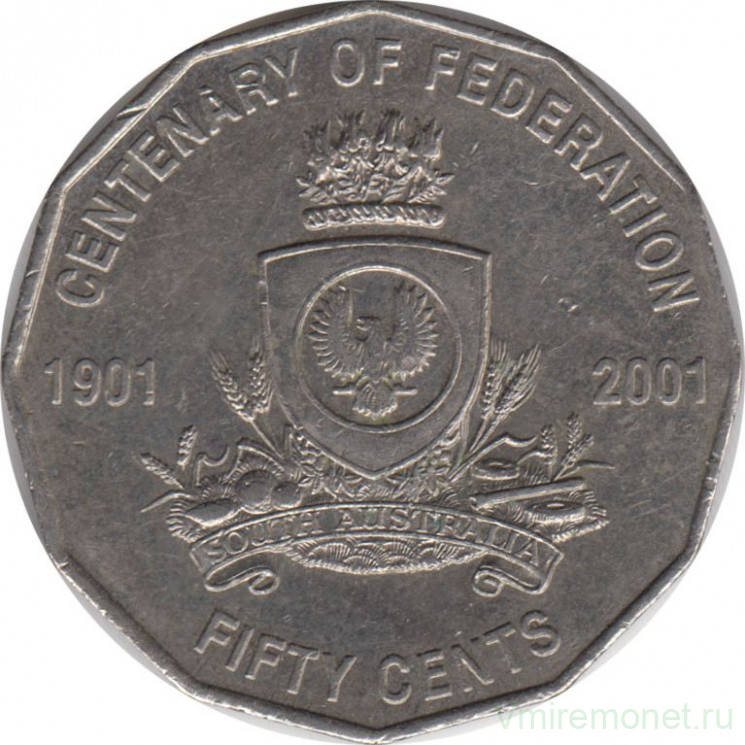 Монета. Австралия. 50 центов 2001 год. Столетие конфедерации. Южная Австралия.