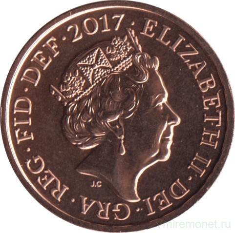 Монета. Великобритания. 1 пенни 2017 год.