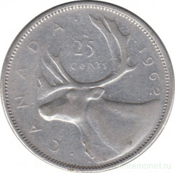 Монета. Канада. 25 центов 1962 год.