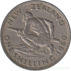 Монета. Новая Зеландия. 1 шиллинг 1960 год.