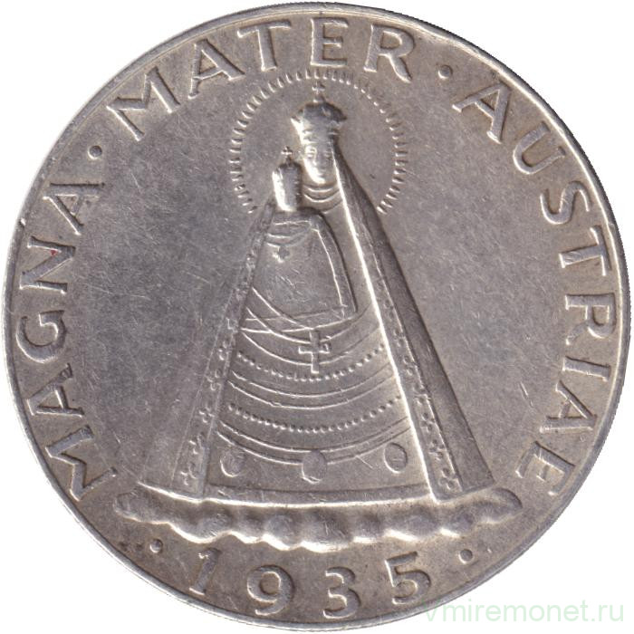 Монета. Австрия. 5 шиллингов 1935 год.