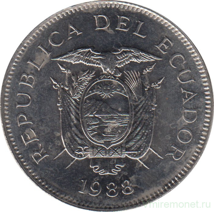 Монета. Эквадор. 50 сукре 1988 год.