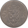  Монета. Норвегия. 5 крон 1972 год. ав.