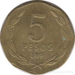 Монета. Чили. 5 песо 1999 год.