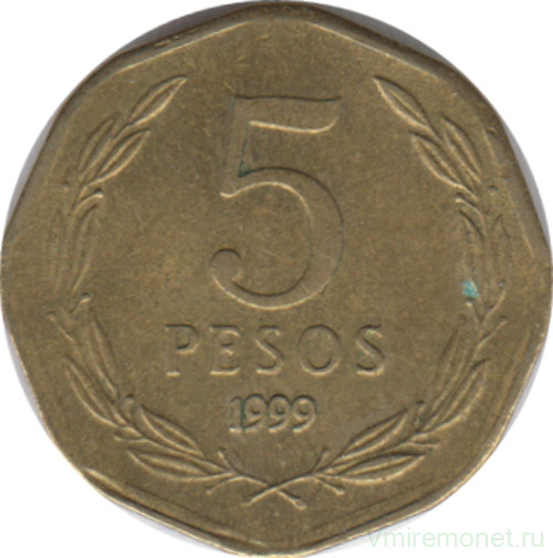 Монета. Чили. 5 песо 1999 год.