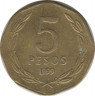 Монета. Чили. 5 песо 1999 год. ав.