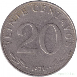 Монета. Боливия. 20 сентаво 1971 год.