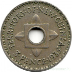 Монета. Новая Гвинея. 3 пенса 1935 год.