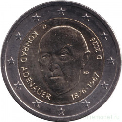 Монета. Германия. 2 евро 2026 год. Конрад Аденауэр. (D).