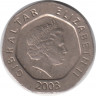 Монета. Гибралтар. 20 пенсов 2003 год.