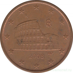 Монета. Италия. 5 центов 2008 год.