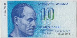 Банкнота. Финляндия. 10 марок 1986 год. Тип 113а (24).