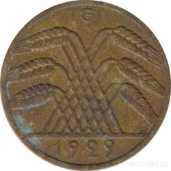 Монета. Германия. Веймарская республика. 10 рейхспфеннигов 1929 год. Монетный двор - Карлсруэ (G).
