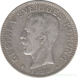 Монета. Швеция. 2 кроны 1922 год.