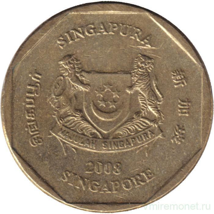 Монета. Сингапур. 1 доллар 2008 год.