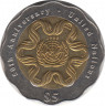 Монета. Сингапур. 5 долларов 1995 год. 50 лет ООН. ав.