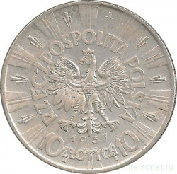 Монета. Польша. 10 злотых 1937 год. Юзеф Пилсудский.