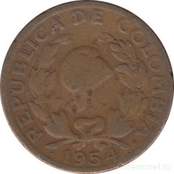 Монета. Колумбия. 5 сентаво 1954 год.