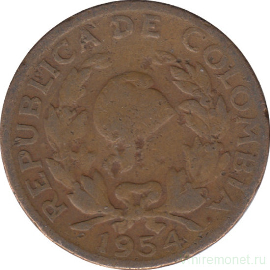 Монета. Колумбия. 5 сентаво 1954 год.