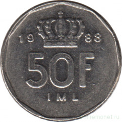 Монета. Люксембург. 50 франков 1988 год. 
