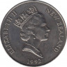Монета. Новая Зеландия. 5 долларов 1992 год. Первооткрыватели. Джеймс Кук. рев.
