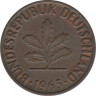 Монета. ФРГ. 2 пфеннига 1963 год. Монетный двор - Карлсруэ (G). ав.