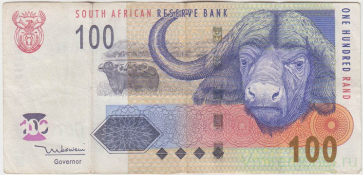 Банкнота. Южно-Африканская республика (ЮАР). 100 рандов 2005 год. Тип 131а.
