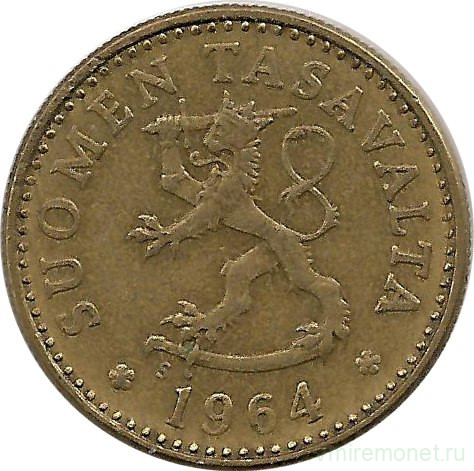 Монета. Финляндия. 10 пенни 1964 год.
