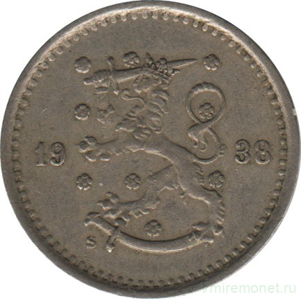 Монета. Финляндия. 50 пенни 1938 год. 