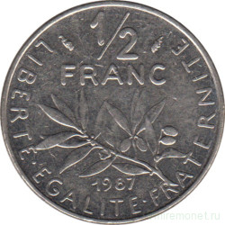 Монета. Франция. 1/2 франка 1987 год.