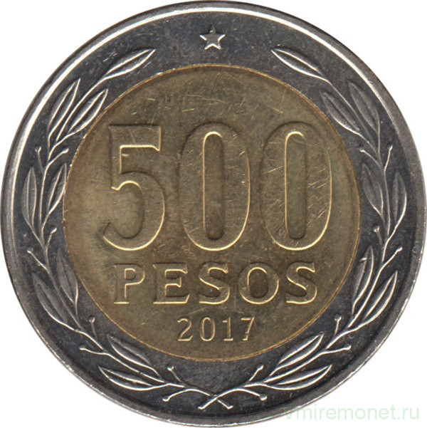 Монета. Чили. 500 песо 2017 год.