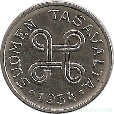 Монета. Финляндия. 1 марка 1954 год. 