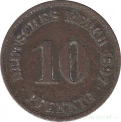 Монета. Германия (Германская империя 1871-1922). 10 пфеннигов 1897 год. (A).