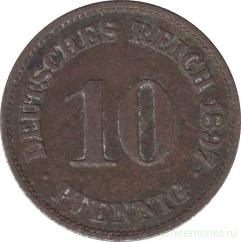 Монета. Германская империя. 10 пфеннигов 1897 год. (A).