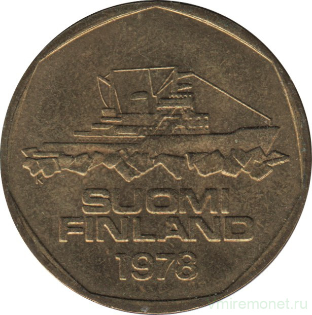 Монета. Финляндия. 5 марок 1978 год. Ледокол Варма.