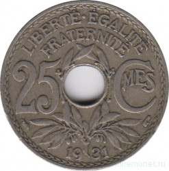 Монета. Франция. 25 сантимов 1931 год.