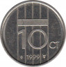 Монета. Нидерланды. 10 центов 1999 год.