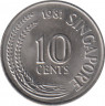 Монета. Сингапур. 10 центов 1981 год. ав.