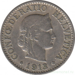 Монета. Швейцария. 10 раппенов 1913 год.