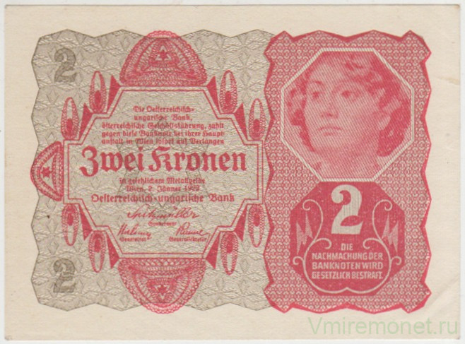 Банкнота. Австрия. 2 кроны 1922 год. Тип 74.