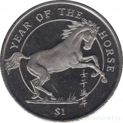 Монета. Сьерра-Леоне. 1 доллар 2002 год. Год Лошади.