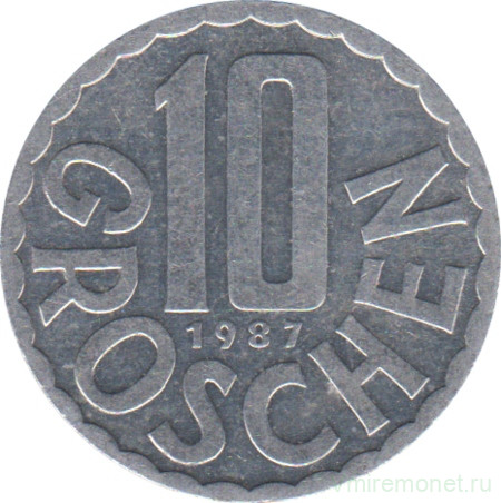 Монета. Австрия. 10 грошей 1987 год.