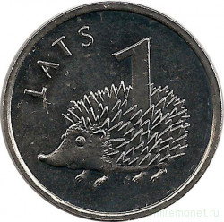 Монета. Латвия. 1 лат 2012 год. Ёжик.