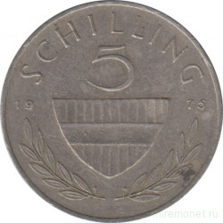 Монета. Австрия. 5 шиллингов 1975 год.