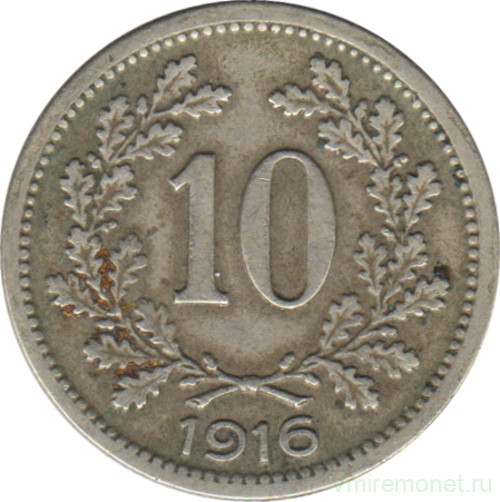 Монета. Австро-Венгерская империя. 10 геллеров 1916 год.
