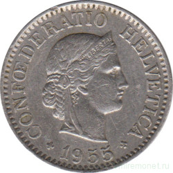 Монета. Швейцария. 10 раппенов 1955 год.
