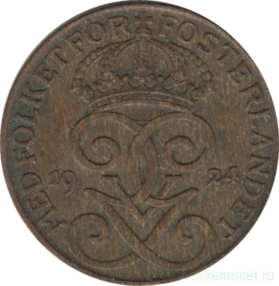 Монета. Швеция. 1 эре 1924 год.