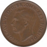 Монета. Австралия. 1 пенни 1950 год. Под портретом точка. рев.